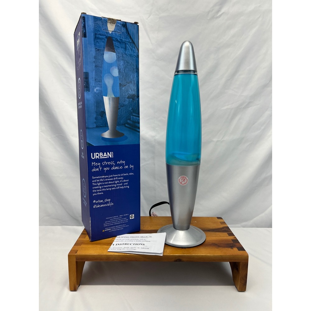 Urban Shop Volcano Motion Lamp 16in Blue White Silver New In Box KM-1031